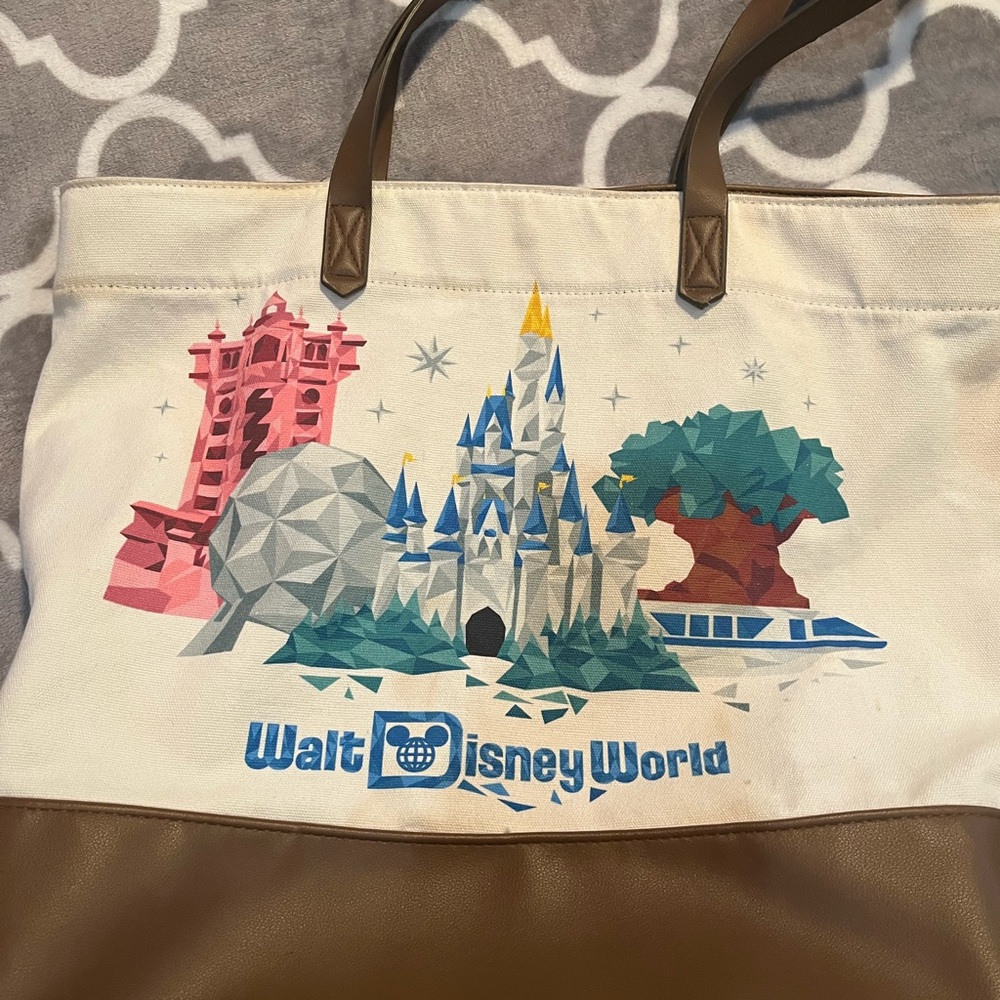 Disney Starbucks Cream and Brown Tote Bag